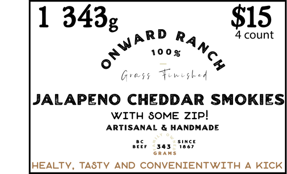 Onward Ranch Grass-Fed Cheddar Cheese and Jalapeno Smokies